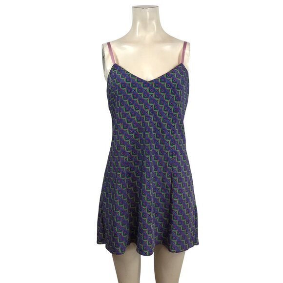 VICTORIA'S SECRET- WOMEN'S MEDIUM - MULTICOLOR SLEEVELESS V NECK NIGHT GOWN - Picture 1 of 4